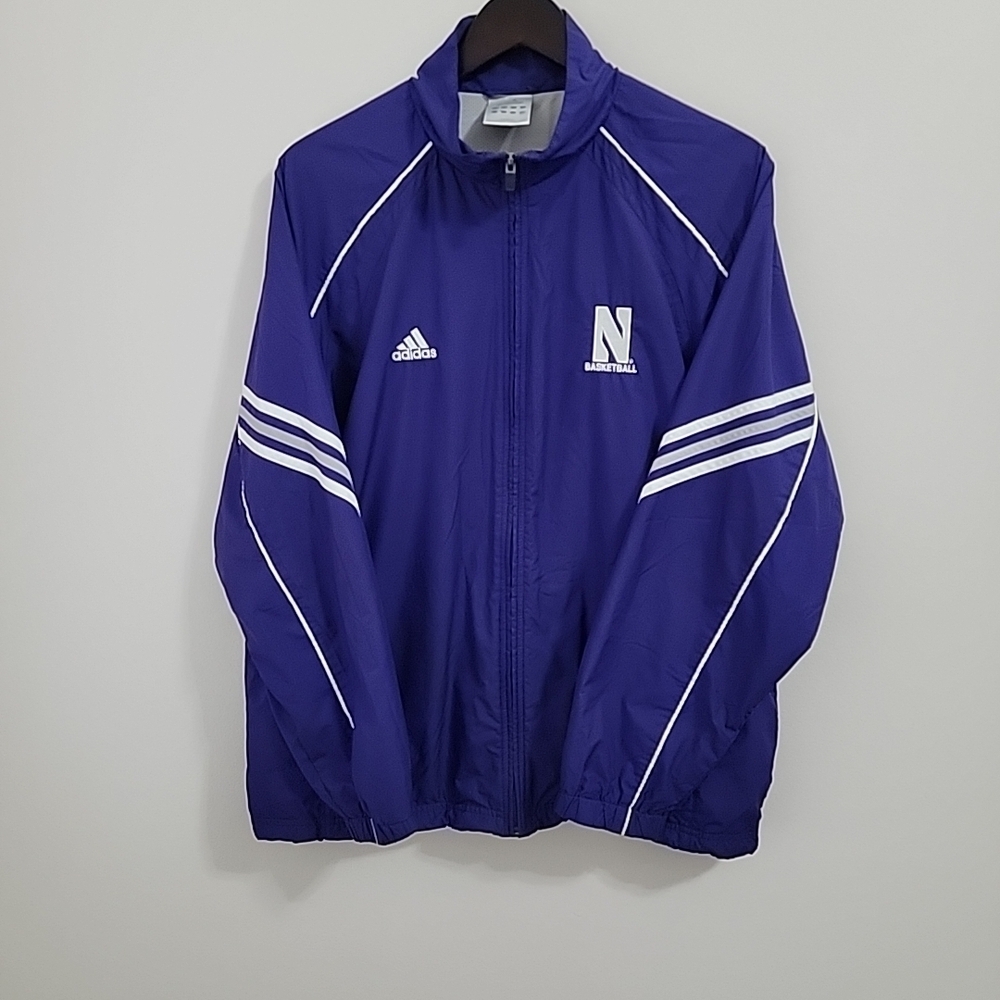 Northwestern Wildcats Windbreaker Jacket Size M Adidas Purple NW Basketball